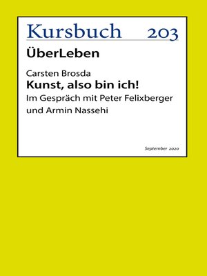 cover image of Kunst, also bin ich!